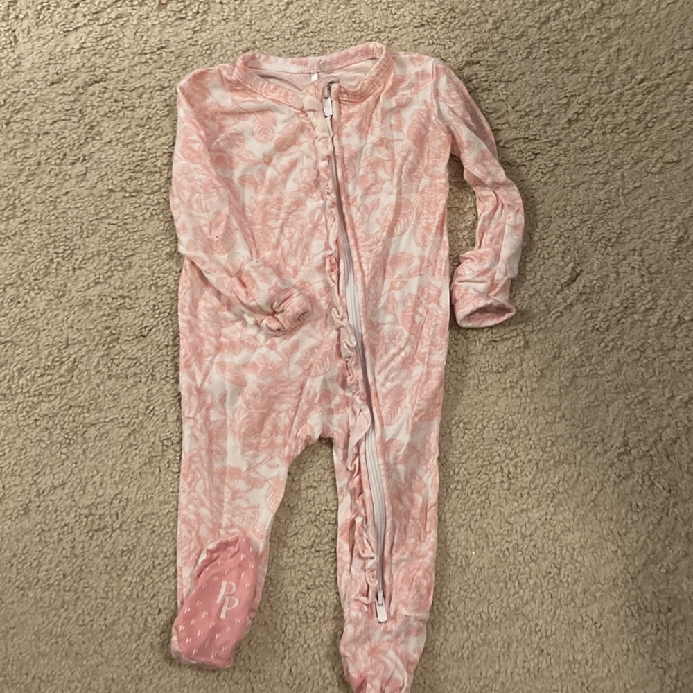Posh Peanut Pink floral Kids Footie